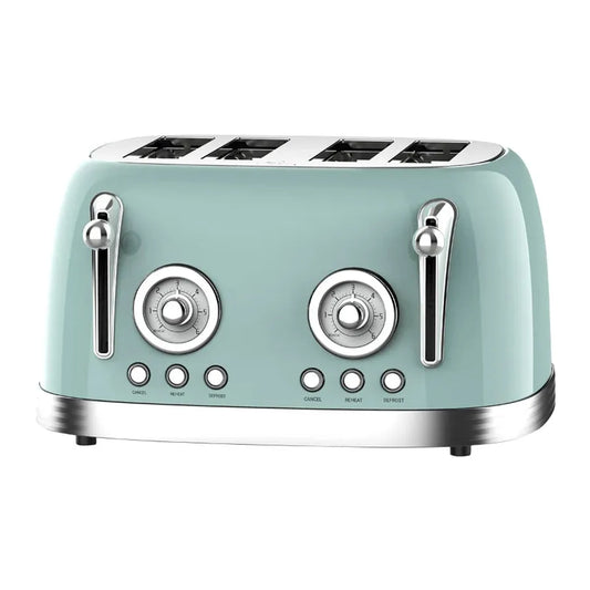 KTX-616531 Stainless Steel 4-Slice Electric Toaster with Sandwich and Waffle Functionality