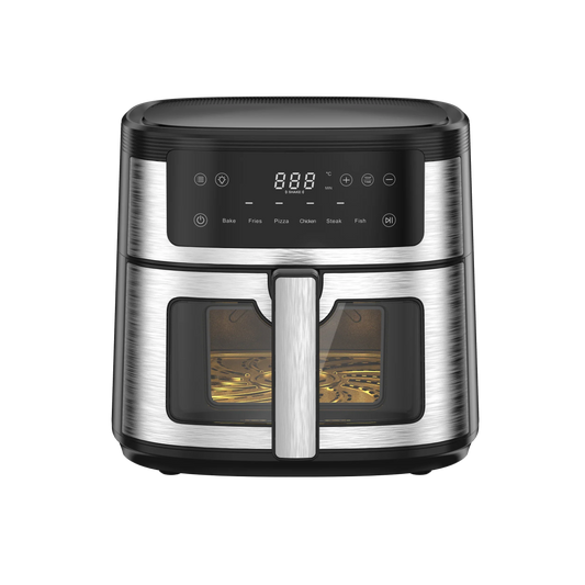 KTX-958547 Stainless Steel 6L Electric Air Fryer with Digital Display and Viewing Window for Versatile Cooking