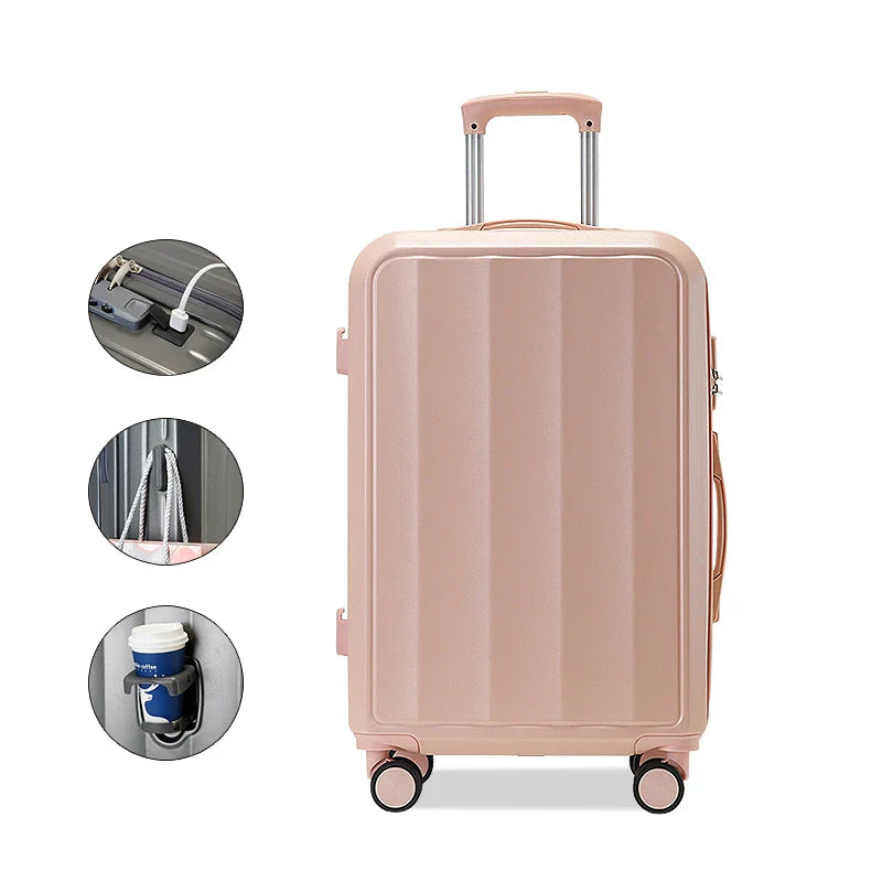 KTX-654547 Set of 4 Durable Lightweight Hard Shell Travel Suitcases with Wheels