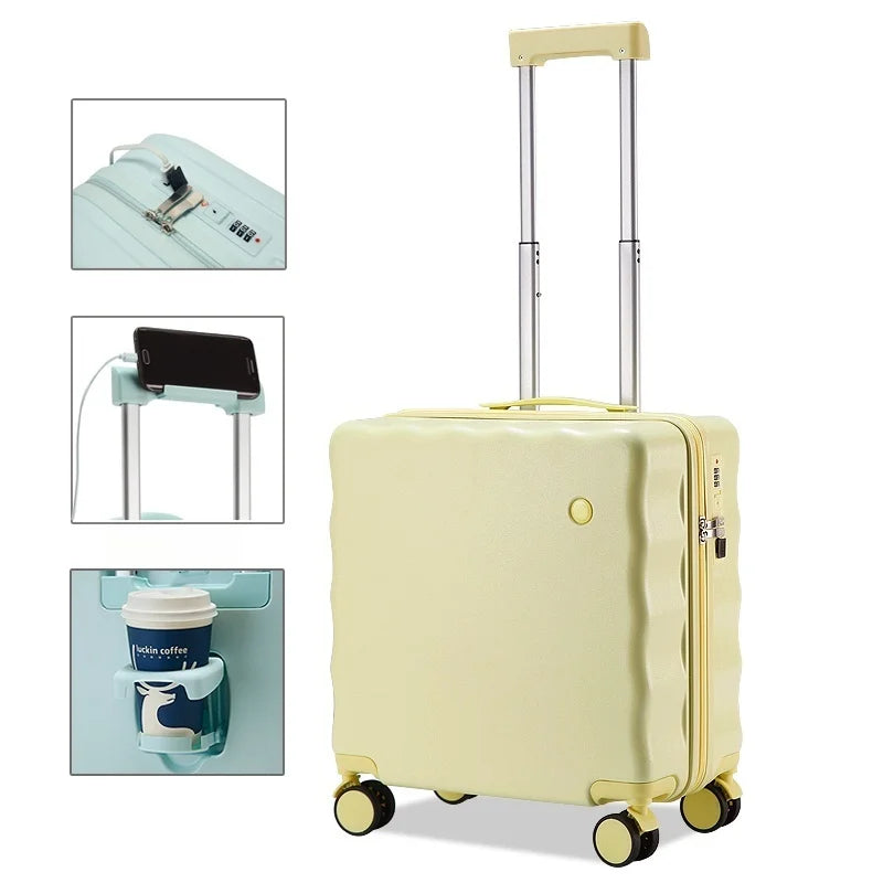 KTX-473747 18-Inch Mini Cabin Trolley Suitcase with Cup Holder and Laptop Compartment