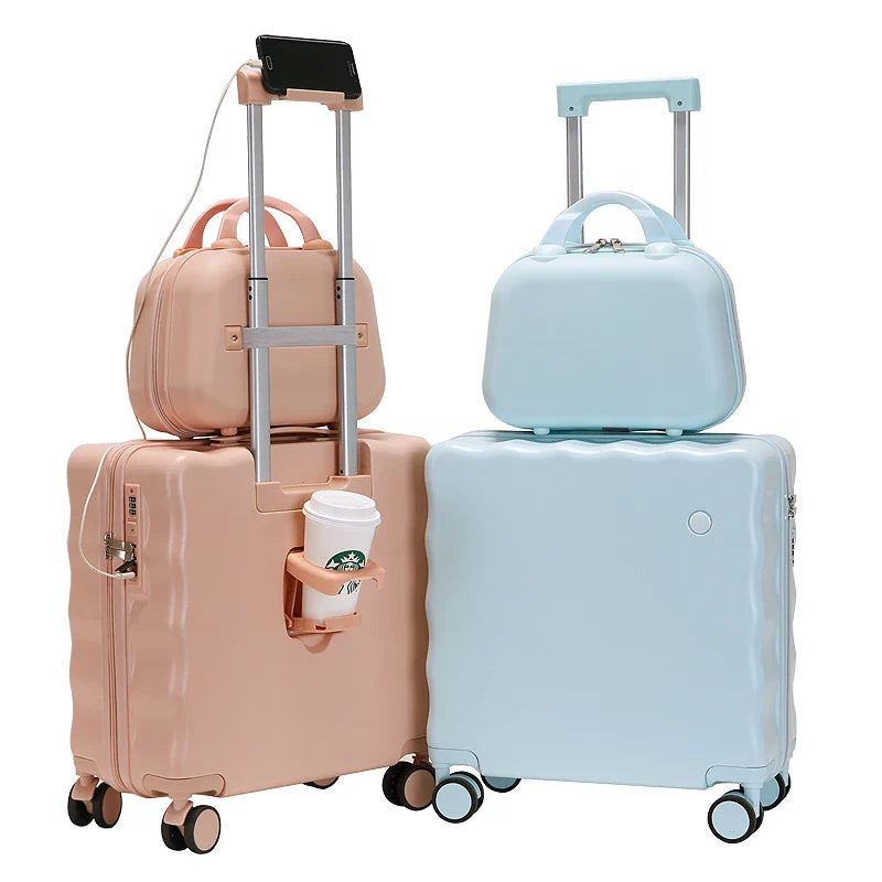 KTX-473747 18-Inch Mini Cabin Trolley Suitcase with Cup Holder and Laptop Compartment