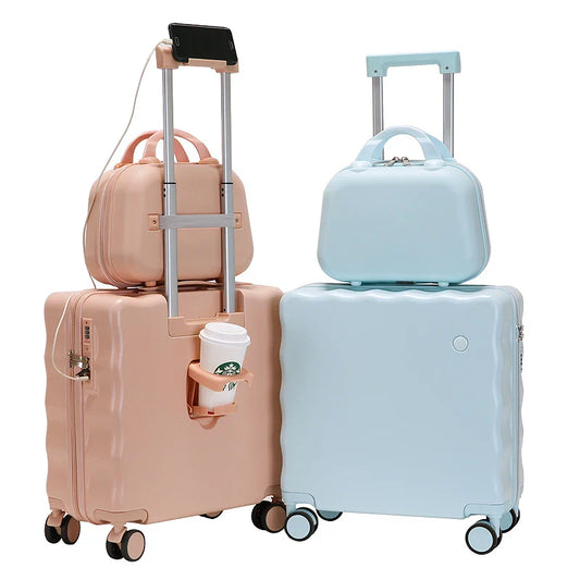 KTX-473747 18-Inch Mini Cabin Trolley Suitcase with Cup Holder and Laptop Compartment