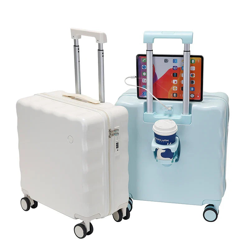 KTX-473747 18-Inch Mini Cabin Trolley Suitcase with Cup Holder and Laptop Compartment