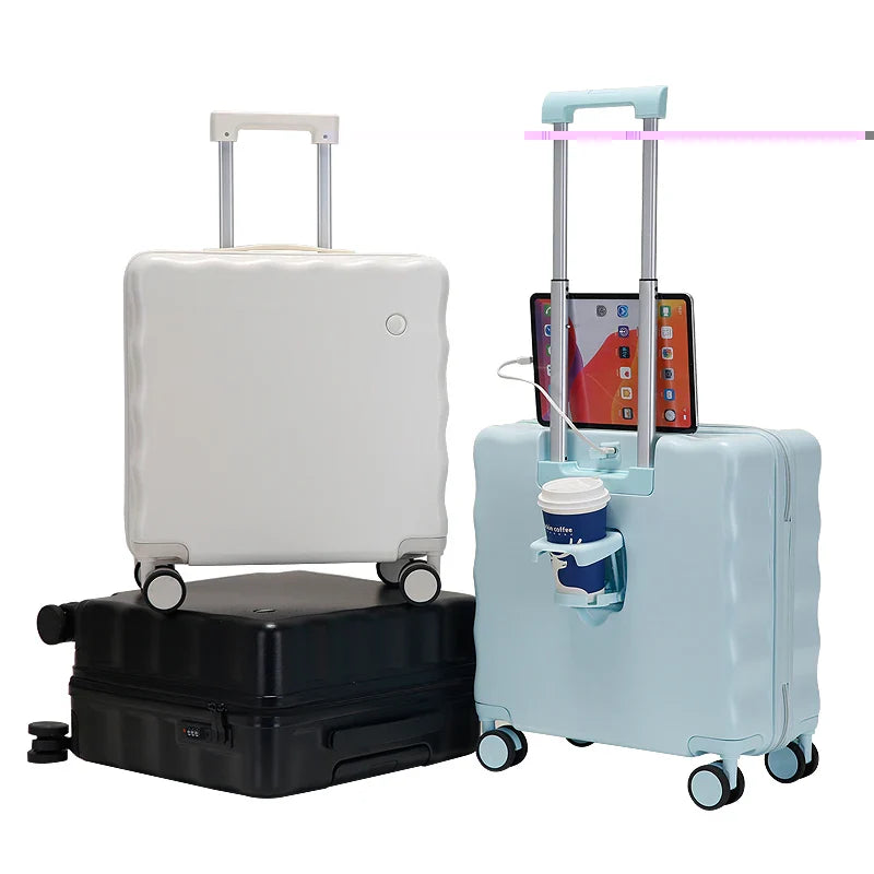 KTX-473747 18-Inch Mini Cabin Trolley Suitcase with Cup Holder and Laptop Compartment