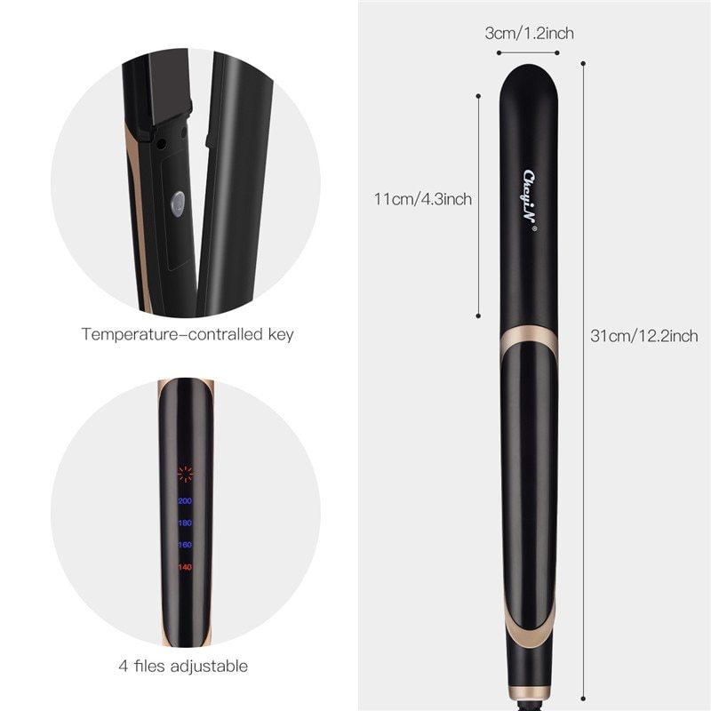 KTX-204883 Ceramic Tourmaline Hair Straightener and Curler with Adjustable Temperature and LED Display