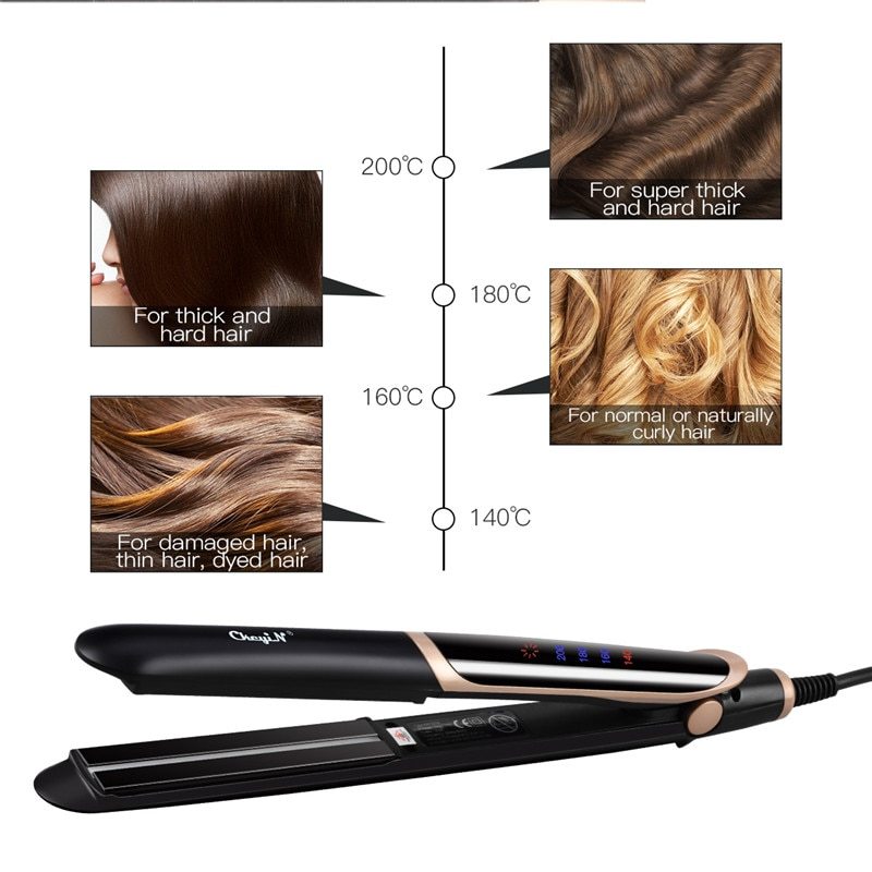 KTX-204883 Ceramic Tourmaline Hair Straightener and Curler with Adjustable Temperature and LED Display