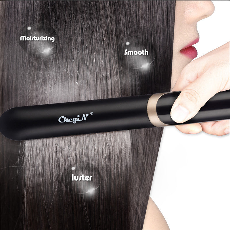 KTX-204883 Ceramic Tourmaline Hair Straightener and Curler with Adjustable Temperature and LED Display