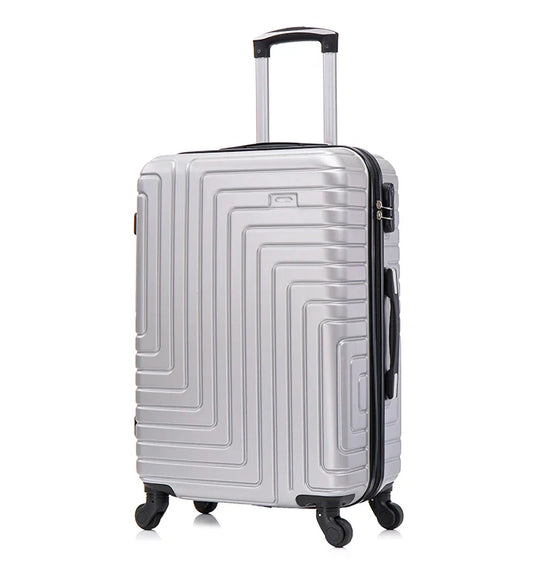 KTX-865811 Durable 3 Piece ABS Luggage Set with Iron Trolley and Blank Luggage Tags for Outdoor Travel