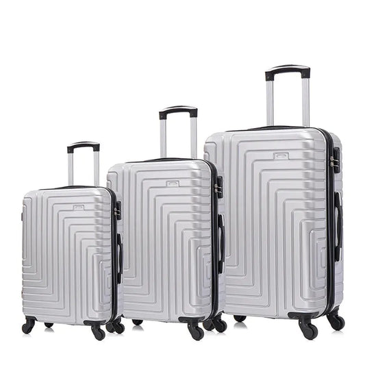 KTX-865811 Durable 3 Piece ABS Luggage Set with Iron Trolley and Blank Luggage Tags for Outdoor Travel