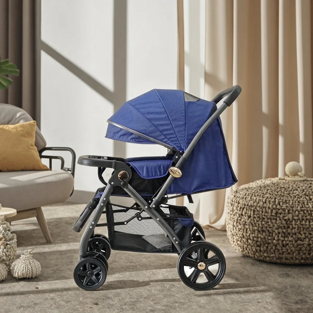KTX-779667 Luxury Bidirectional Portable navy Blue Baby Pram Stroller for Newborn Travel