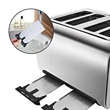 KTX-978131 Stainless Steel 4-Slice Toaster with High Lift and Wide Slots for Efficient Breakfast Preparation
