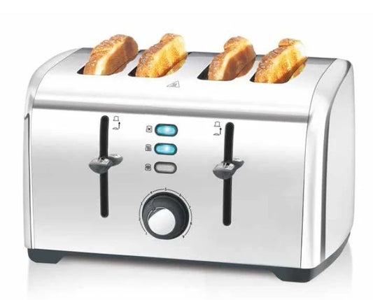 KTX-978131 Stainless Steel 4-Slice Toaster with High Lift and Wide Slots for Efficient Breakfast Preparation