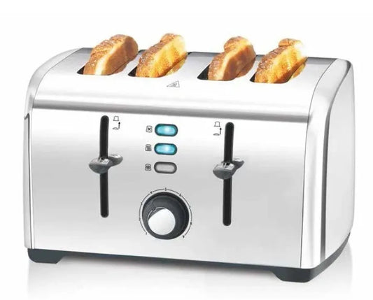 KTX-978131 Stainless Steel 4-Slice Toaster with High Lift and Wide Slots for Efficient Breakfast Preparation