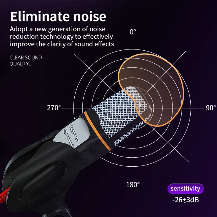 KTX-047123 Professional Wired Desktop Recording Microphone for Gaming and Live Shows