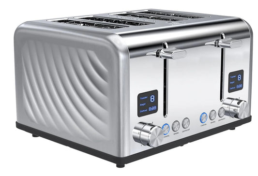 KTX-092243 Stainless Steel 4-Slice Toaster with Adjustable 1-6 Level Browning Control
