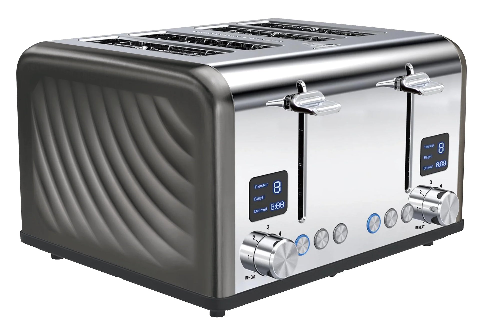 KTX-092243 Stainless Steel 4-Slice Toaster with Adjustable 1-6 Level Browning Control