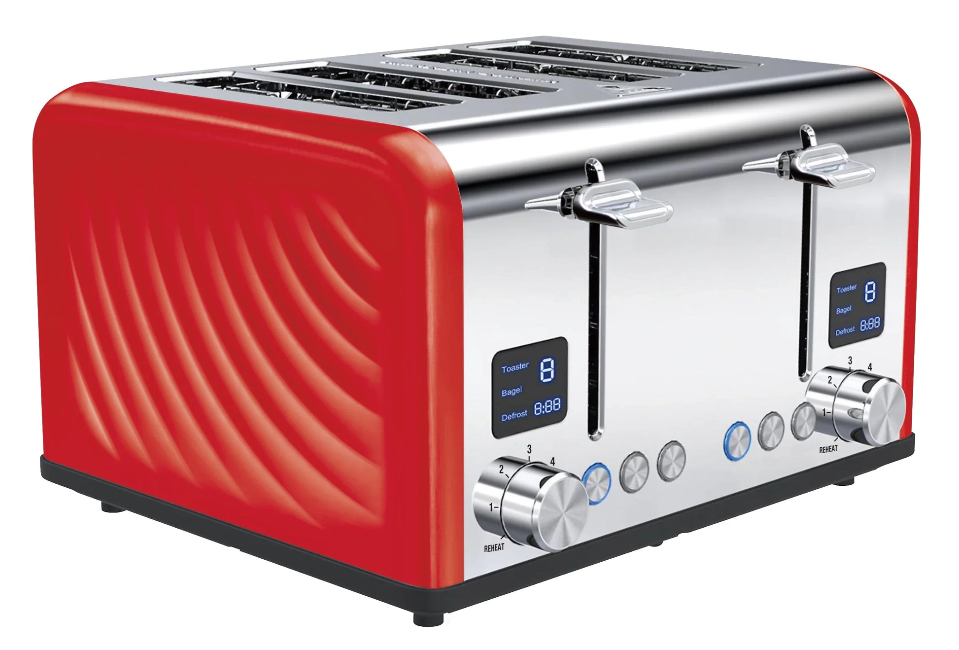 KTX-092243 Stainless Steel 4-Slice Toaster with Adjustable 1-6 Level Browning Control