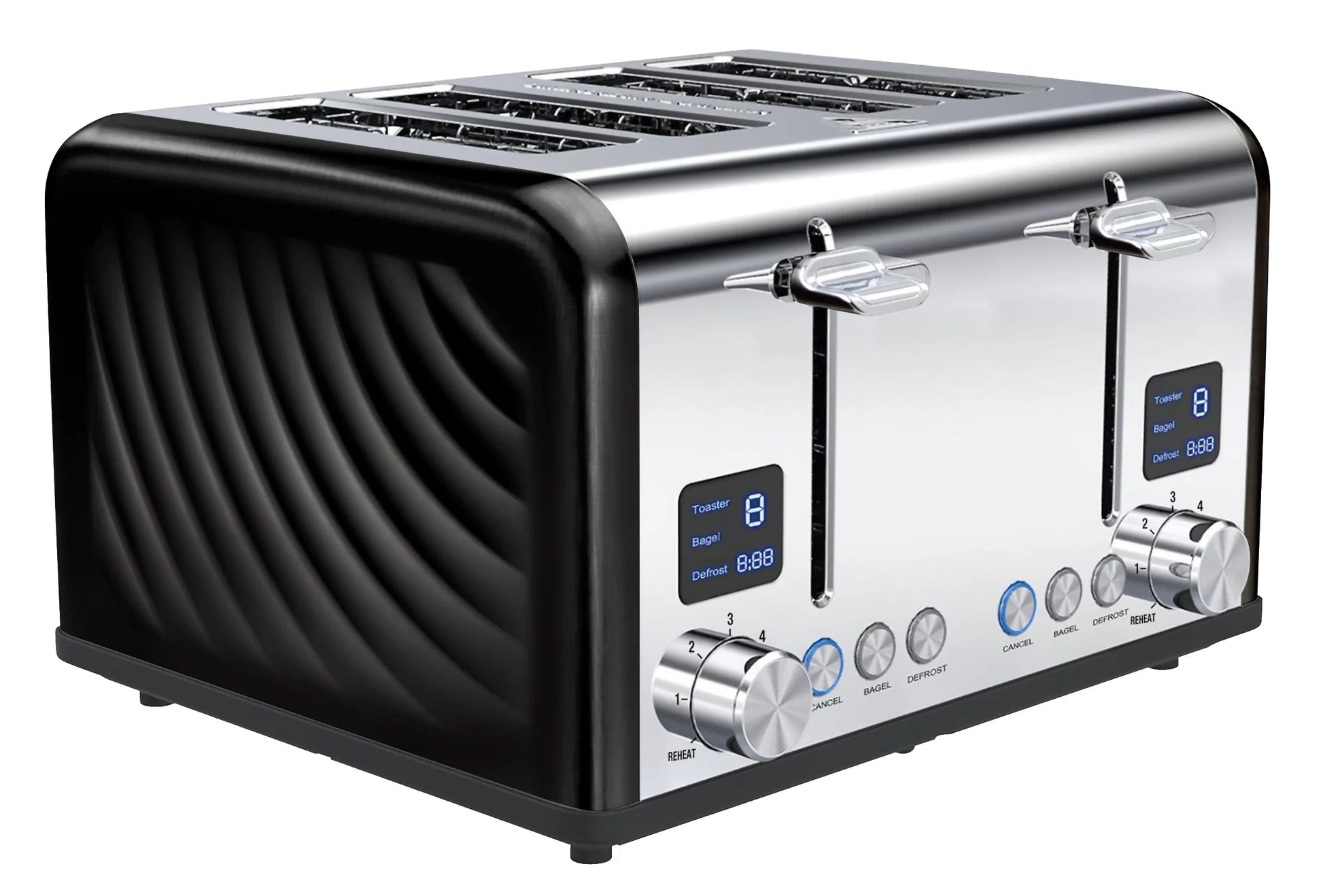 KTX-092243 Stainless Steel 4-Slice Toaster with Adjustable 1-6 Level Browning Control