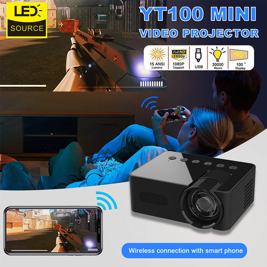 KTX-691859 Mini Portable Home Projector with Wireless Screen Mirroring, USB Power Supply, and Built-in Speaker - Compact and Lightweight Design