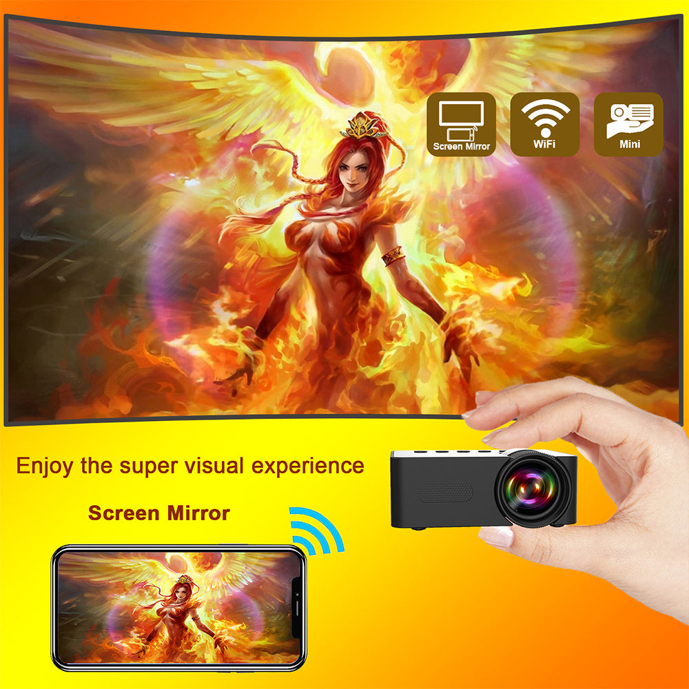 KTX-691859 Mini Portable Home Projector with Wireless Screen Mirroring, USB Power Supply, and Built-in Speaker - Compact and Lightweight Design