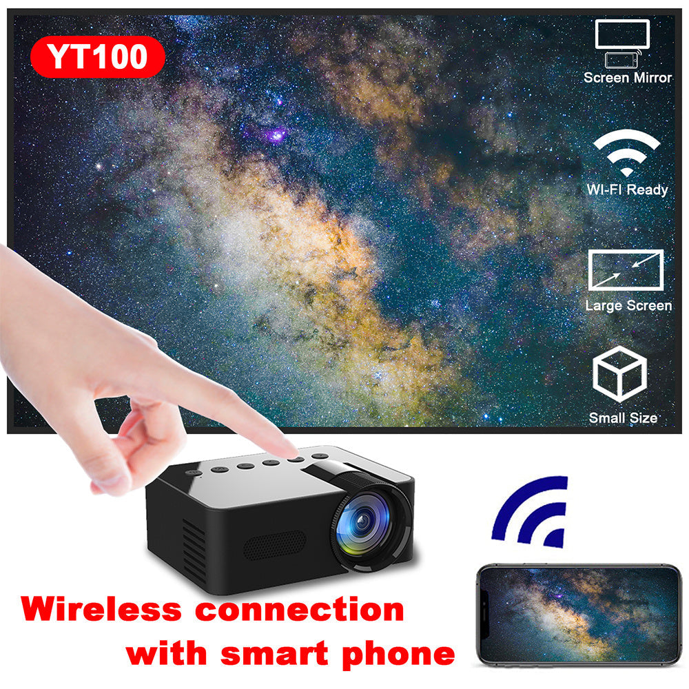 KTX-691859 Mini Portable Home Projector with Wireless Screen Mirroring, USB Power Supply, and Built-in Speaker - Compact and Lightweight Design
