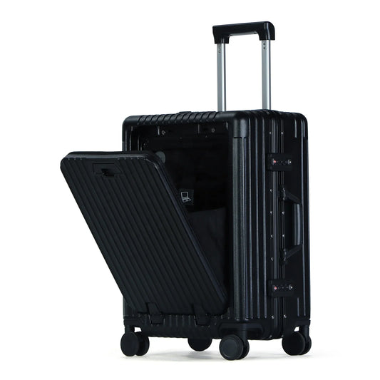 KTX-092883 Lightweight Aluminium Frame Carry-On Suitcase with Front Pocket for Travel