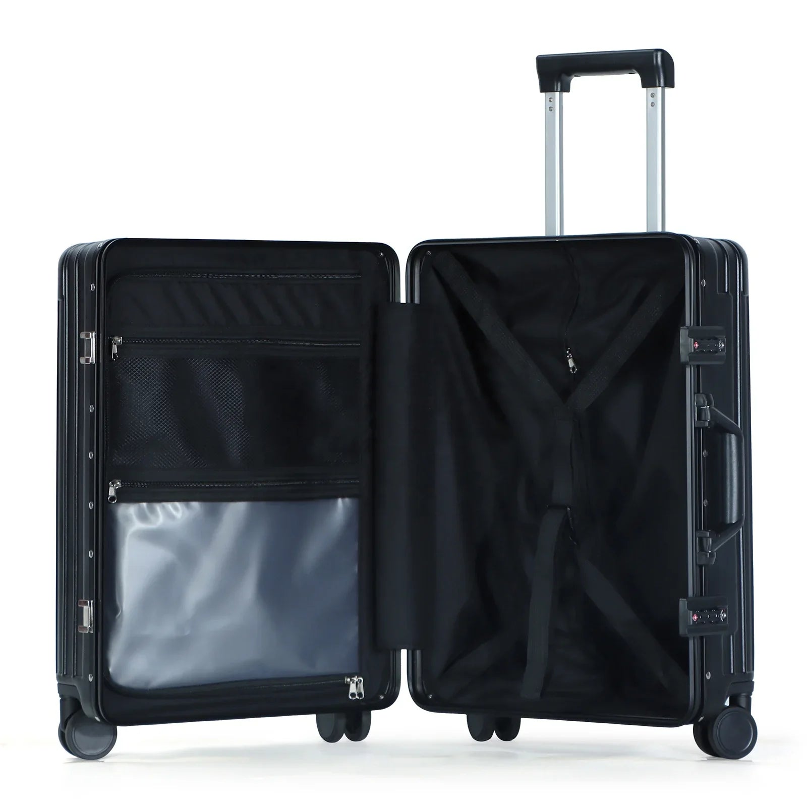 KTX-092883 Lightweight Aluminium Frame Carry-On Suitcase with Front Pocket for Travel
