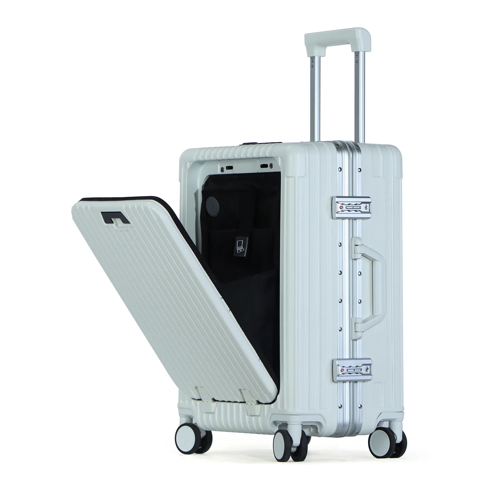 KTX-092883 Lightweight Aluminium Frame Carry-On Suitcase with Front Pocket for Travel