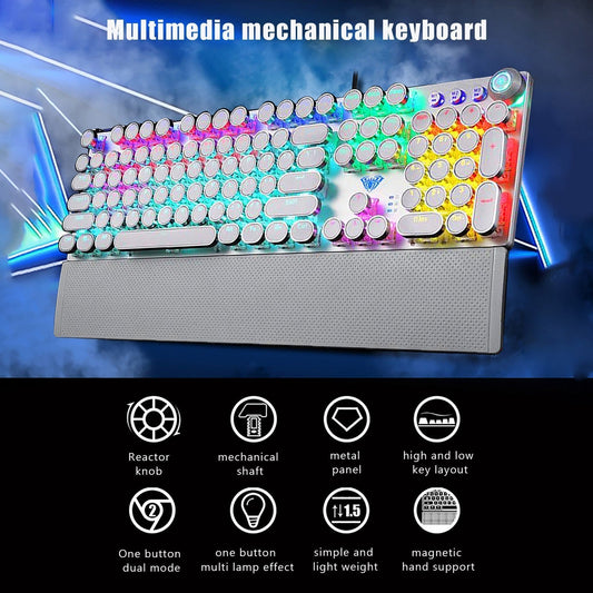 KTX-400595 Wired Gaming Keyboard with 108 Keys and Comfortable Hand Rest