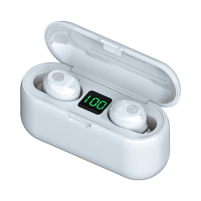KTX-539923 F9 Smiley Mini TWS Bluetooth Headset with Stereo Sound, Voice Control, and Battery Display