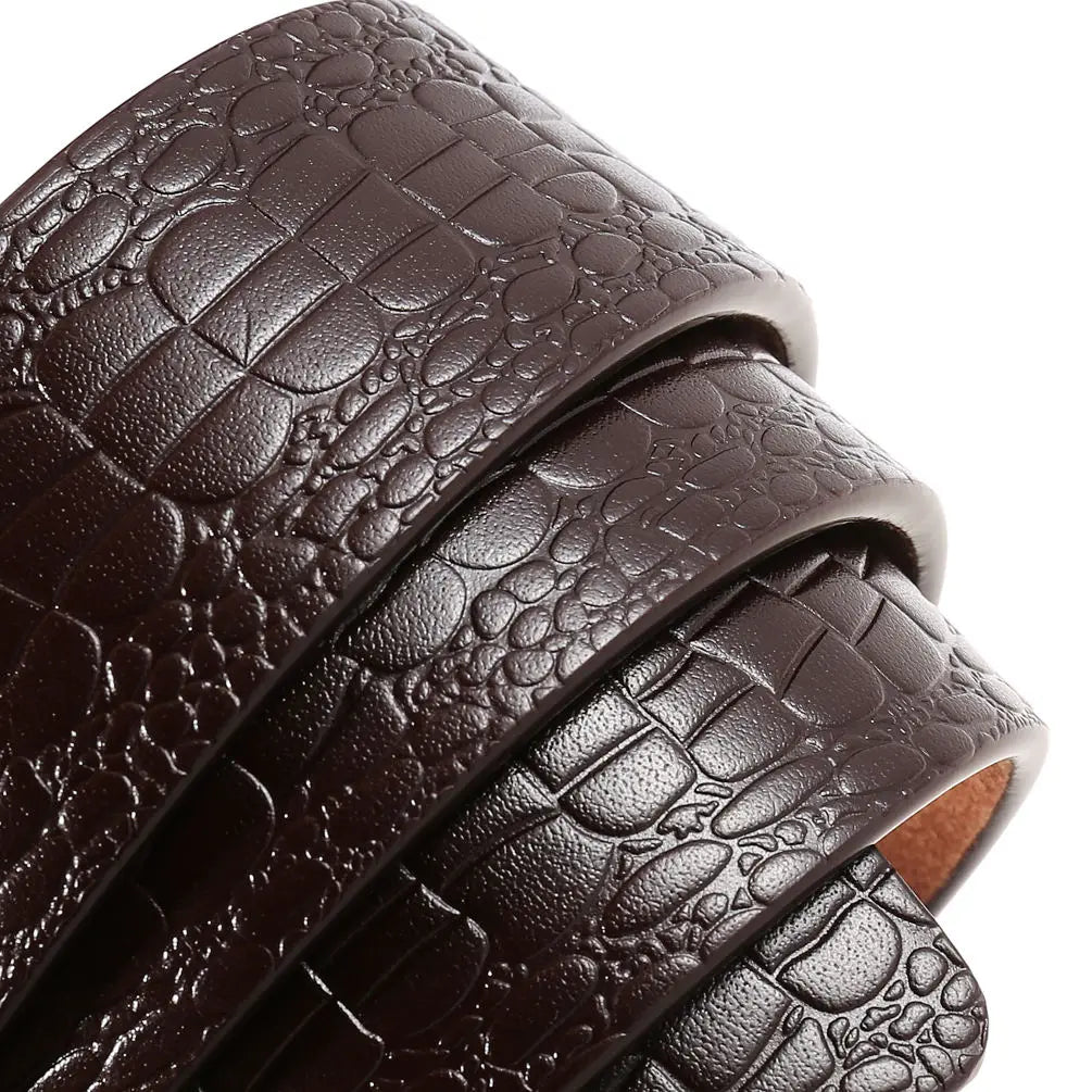 KTX-519187 Men's Cowhide Leather Belt with Crocodile Pattern - Classic Strap Design