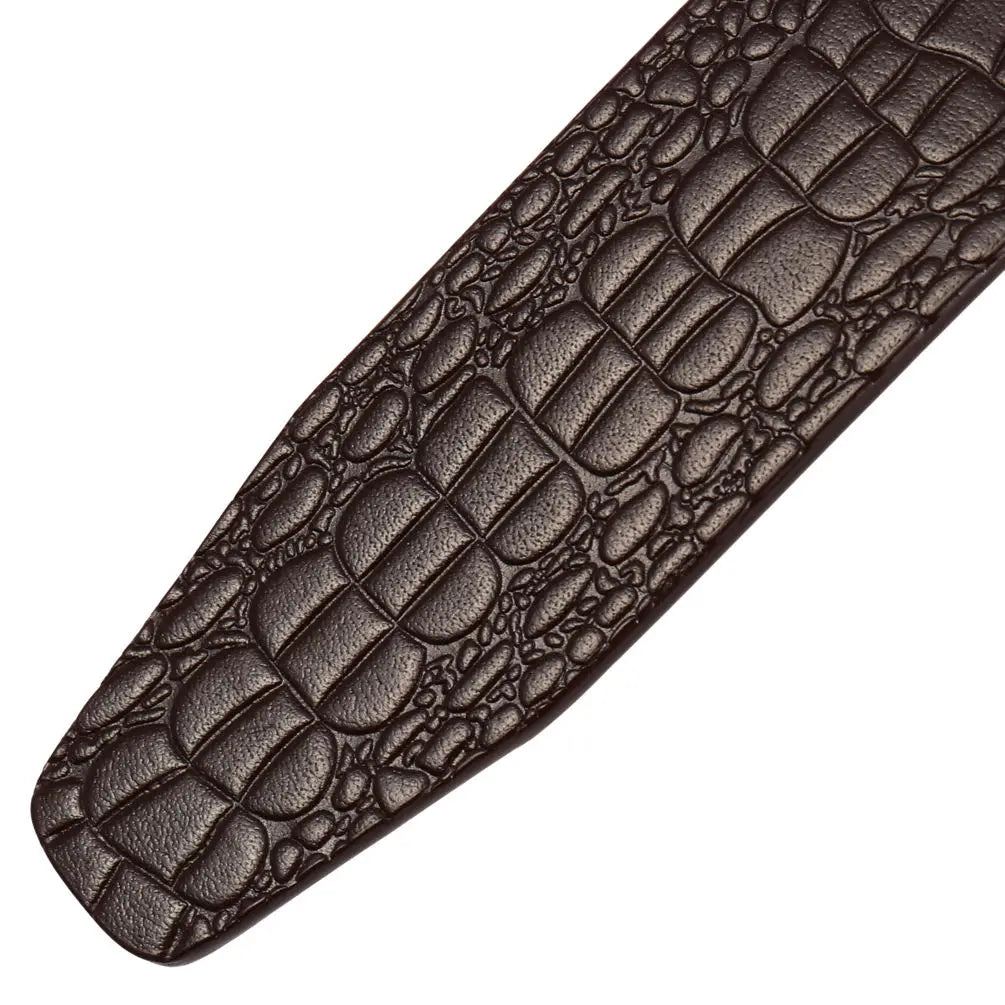 KTX-519187 Men's Cowhide Leather Belt with Crocodile Pattern - Classic Strap Design