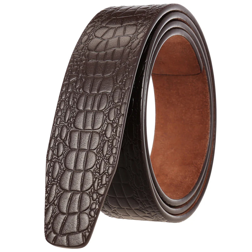 KTX-519187 Men's Cowhide Leather Belt with Crocodile Pattern - Classic Strap Design