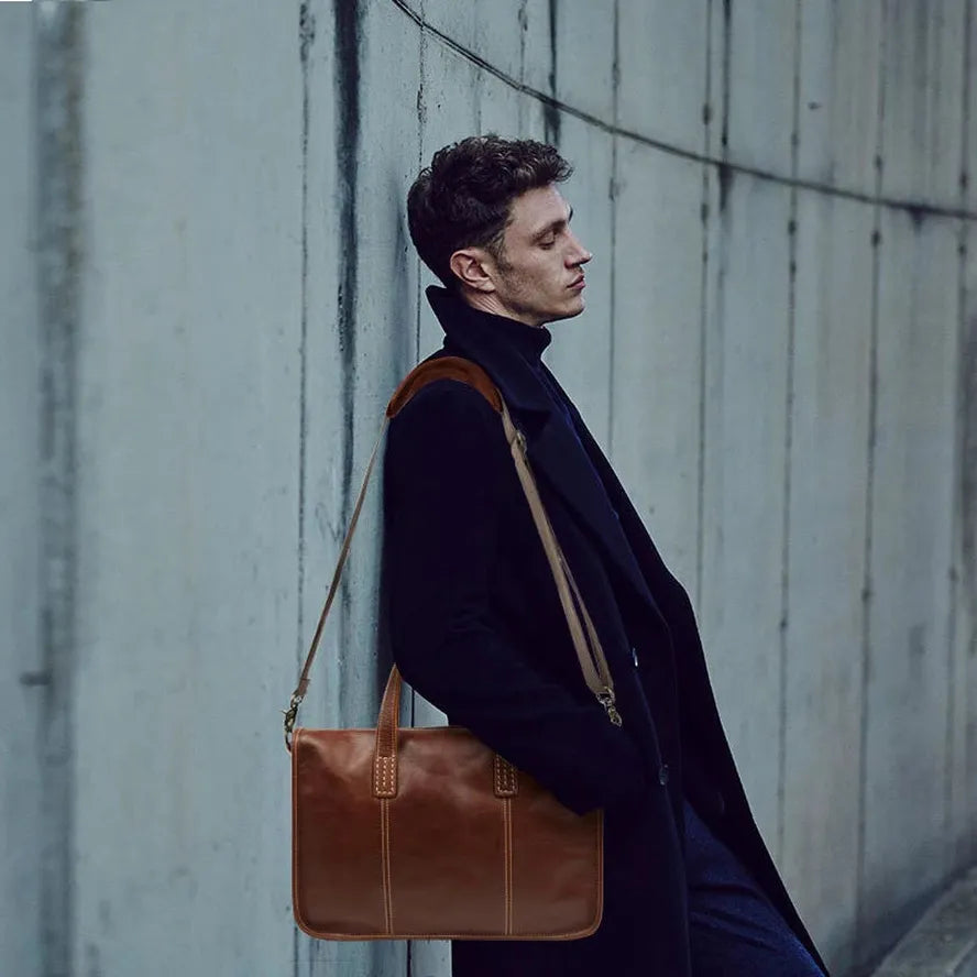 JMT-534986 Men's Retro Leather Messenger Bag for Casual and Business Use