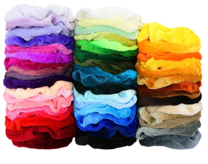KTX-067219 Gold Velvet Hair Bands - 50 Piece Set with 10 cm Diameter for Stylish Hair Care