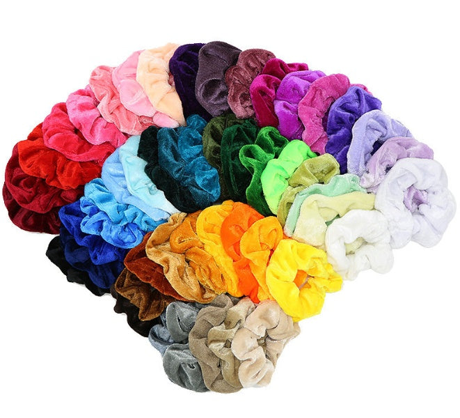 KTX-067219 Gold Velvet Hair Bands - 50 Piece Set with 10 cm Diameter for Stylish Hair Care