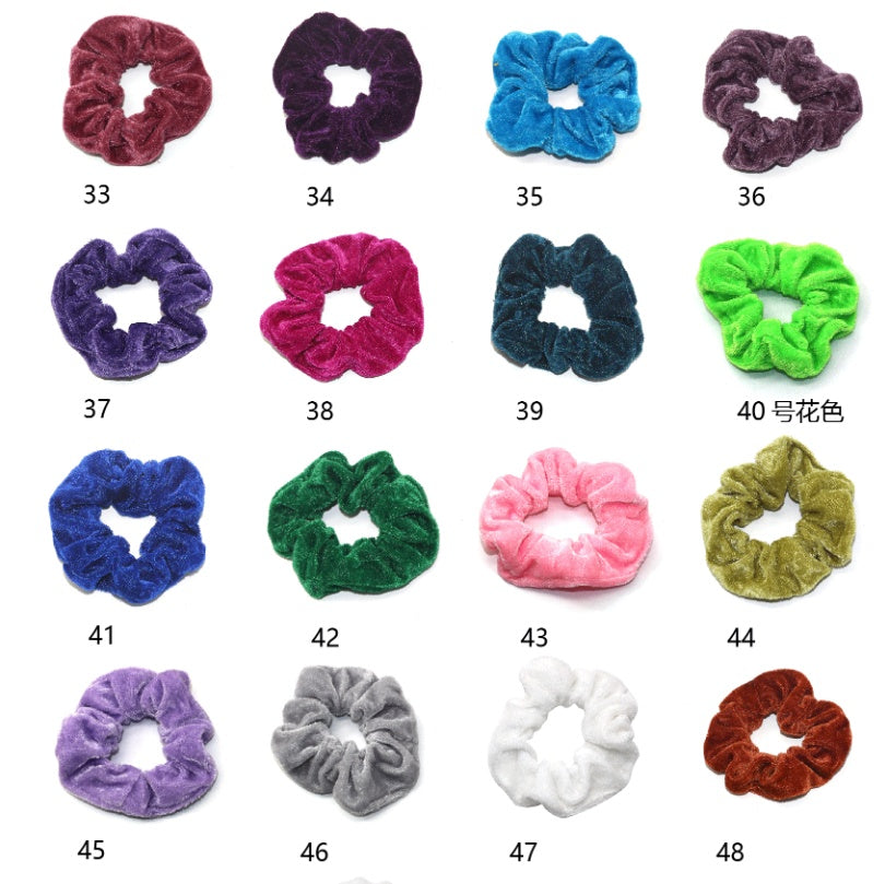 KTX-067219 Gold Velvet Hair Bands - 50 Piece Set with 10 cm Diameter for Stylish Hair Care