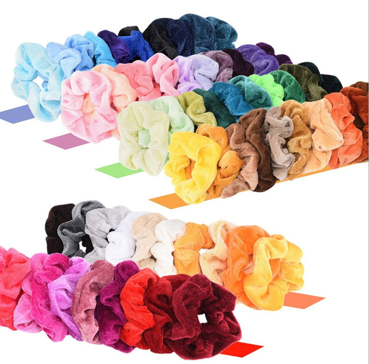 KTX-067219 Gold Velvet Hair Bands - 50 Piece Set with 10 cm Diameter for Stylish Hair Care