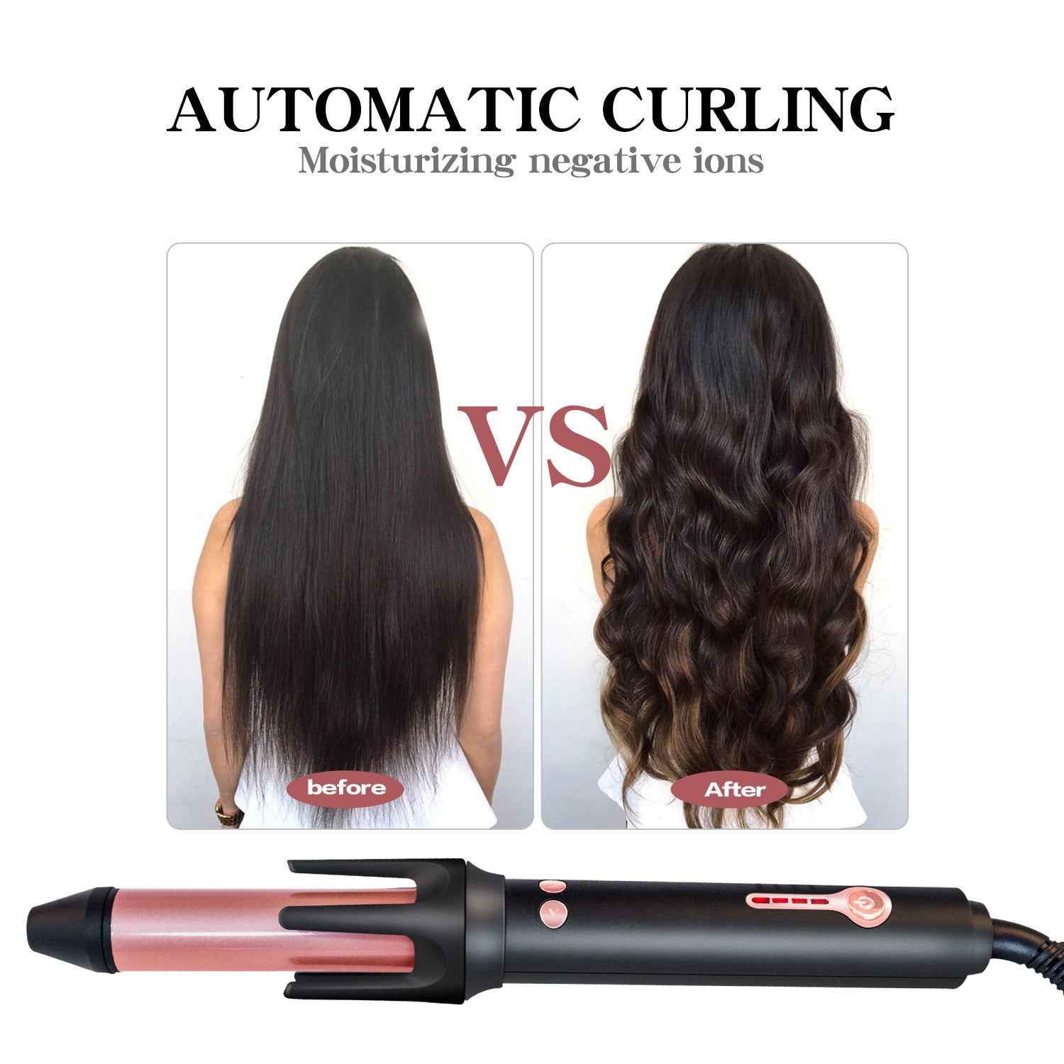 KTX-189075 Automatic Anti-Scald Wet and Dry Dual-Use Curling Iron with Tourmaline Ceramic Heat Conductor, 10 Temperature Settings