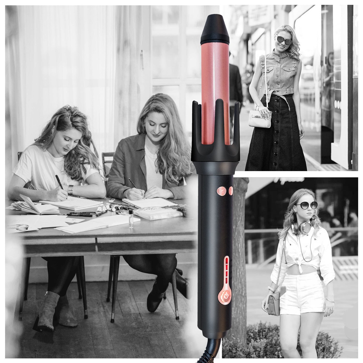 KTX-189075 Automatic Anti-Scald Wet and Dry Dual-Use Curling Iron with Tourmaline Ceramic Heat Conductor, 10 Temperature Settings