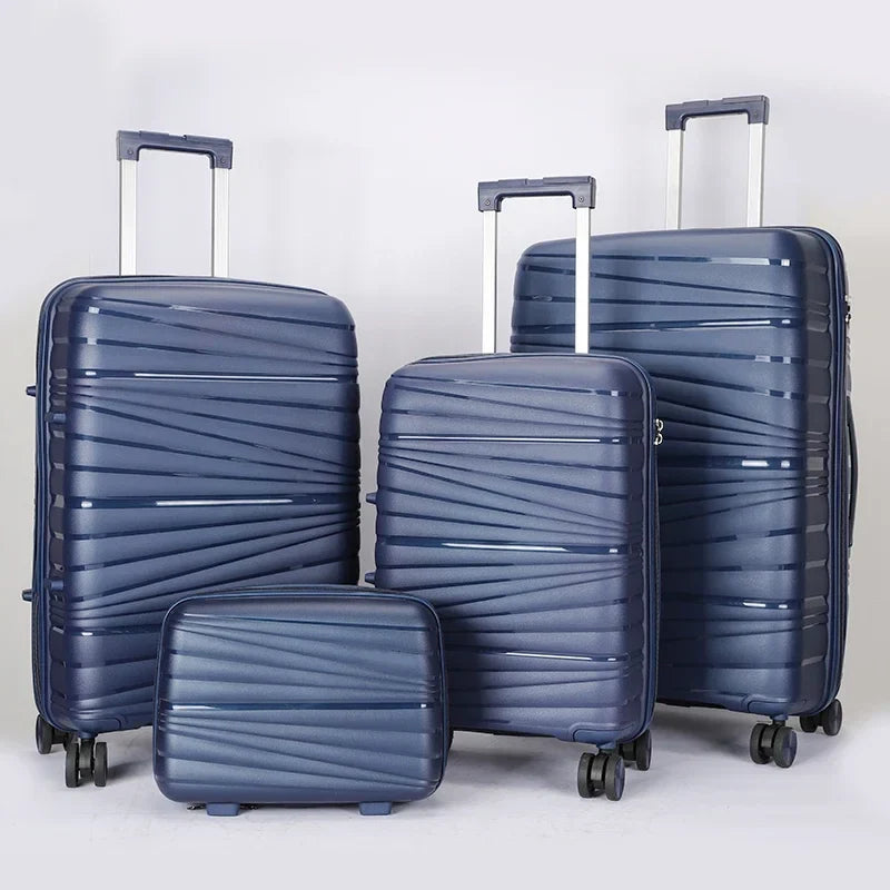KTX-587859 4-Piece Luggage Set with Spinner Wheels, Durable PP Storage Trolley Cases in 14, 20, 24, and 28 Inch Sizes