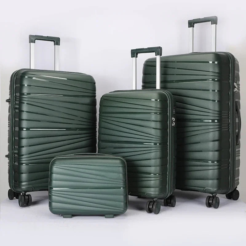 KTX-587859 4-Piece Luggage Set with Spinner Wheels, Durable PP Storage Trolley Cases in 14, 20, 24, and 28 Inch Sizes