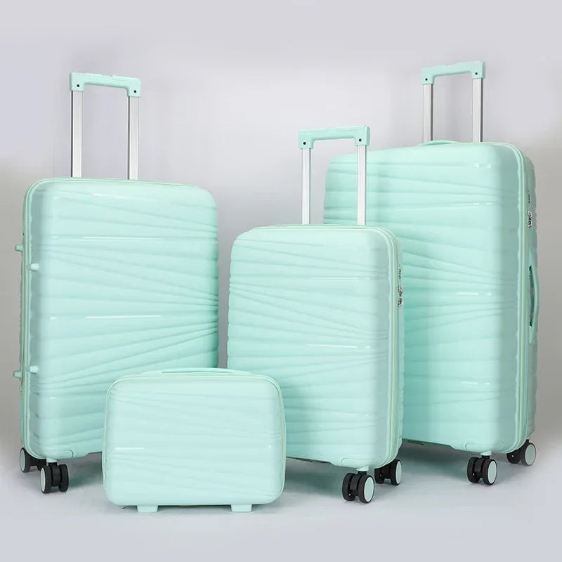 KTX-587859 4-Piece Luggage Set with Spinner Wheels, Durable PP Storage Trolley Cases in 14, 20, 24, and 28 Inch Sizes