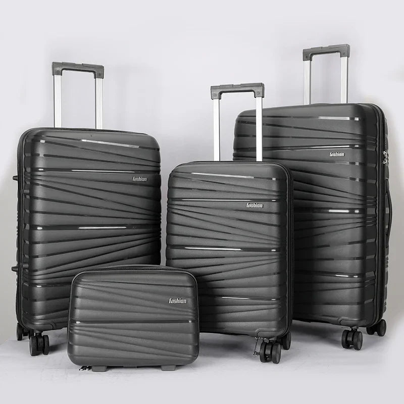 KTX-587859 4-Piece Luggage Set with Spinner Wheels, Durable PP Storage Trolley Cases in 14, 20, 24, and 28 Inch Sizes