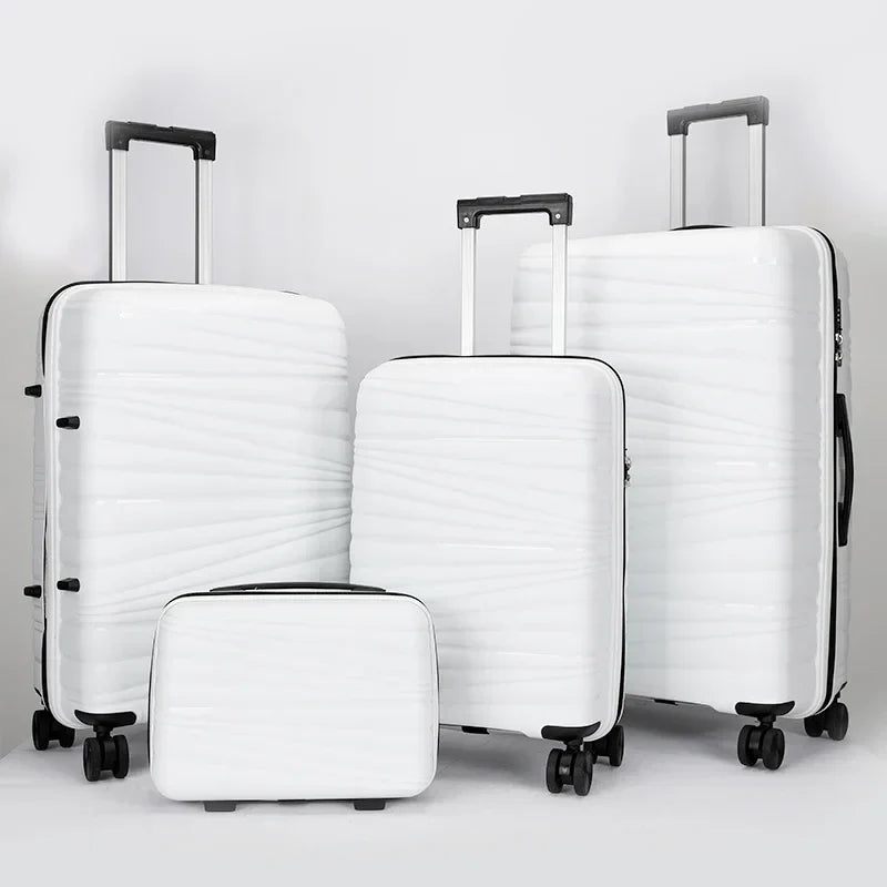 KTX-587859 4-Piece Luggage Set with Spinner Wheels, Durable PP Storage Trolley Cases in 14, 20, 24, and 28 Inch Sizes