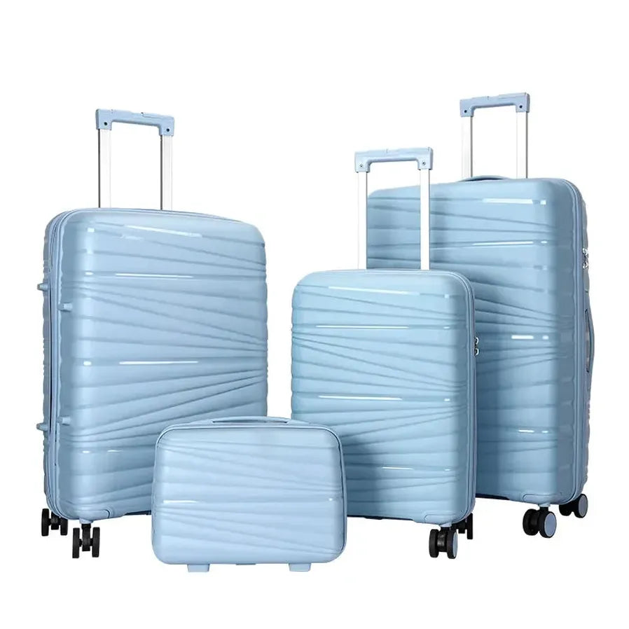 KTX-587859 4-Piece Luggage Set with Spinner Wheels, Durable PP Storage Trolley Cases in 14, 20, 24, and 28 Inch Sizes