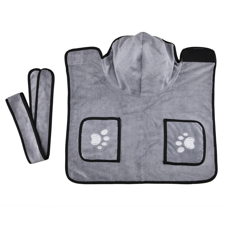 JMT-544266 Super Absorbent Towel Robe for Medium to Large Dogs ¨C Adjustable Fit with Velcro Closure