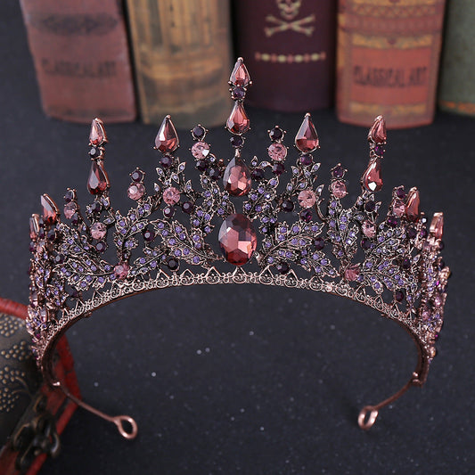 JMT-544330 Elegant Crown Headdress with White Crystals for Bridal Accessories