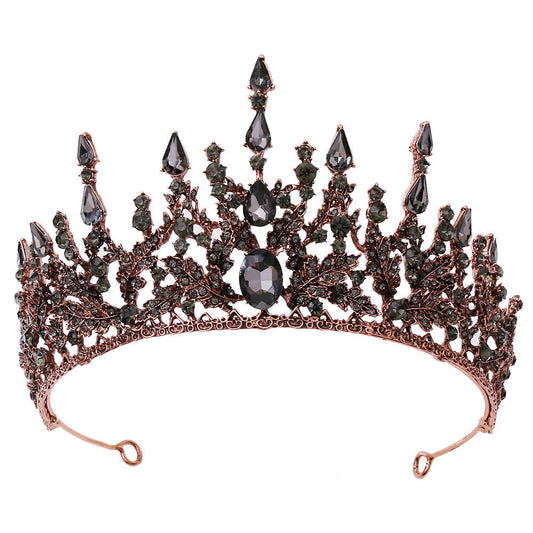 JMT-544330 Elegant Crown Headdress with White Crystals for Bridal Accessories