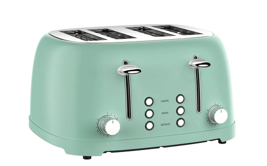 KTX-469651 Retro 4-Slice Stainless Steel Electric Pop-Up Toaster with Grill Feature